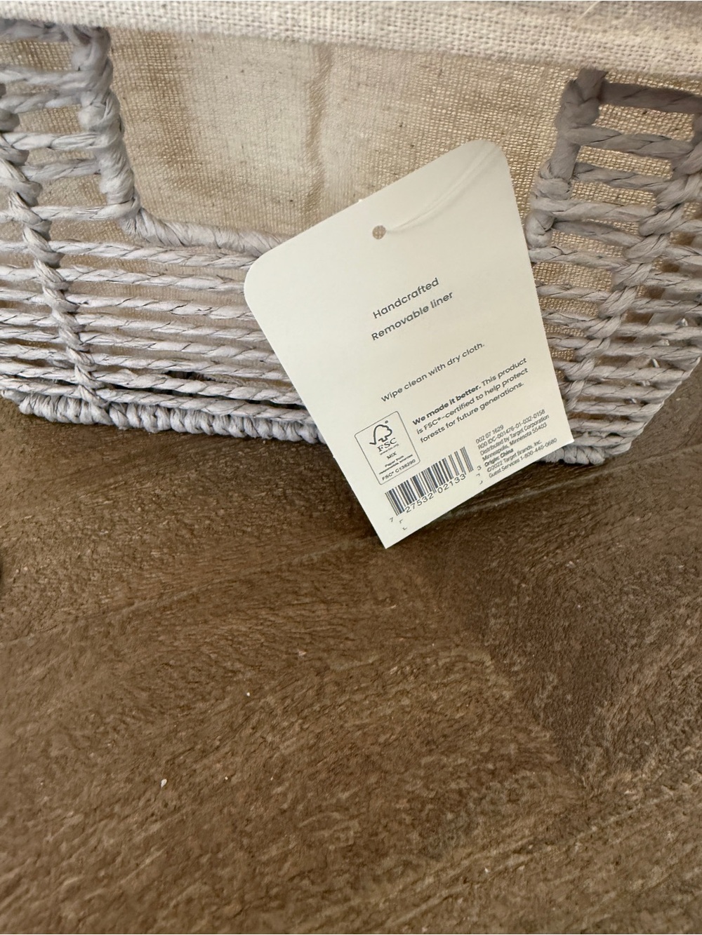 NWT Brightroom Handcrafted Paper Rope Storage Basket with Removable Liner Neutra - Picture 5 of 7
